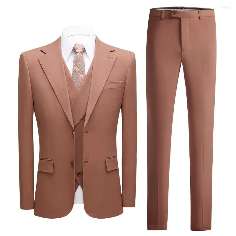 Męskie garnitury męskie szczupły dopasowanie 3-częściowy garnitur pojedynczy piersi Business Casual Wedding Christmas Party Formal Blezer Jacket Pants