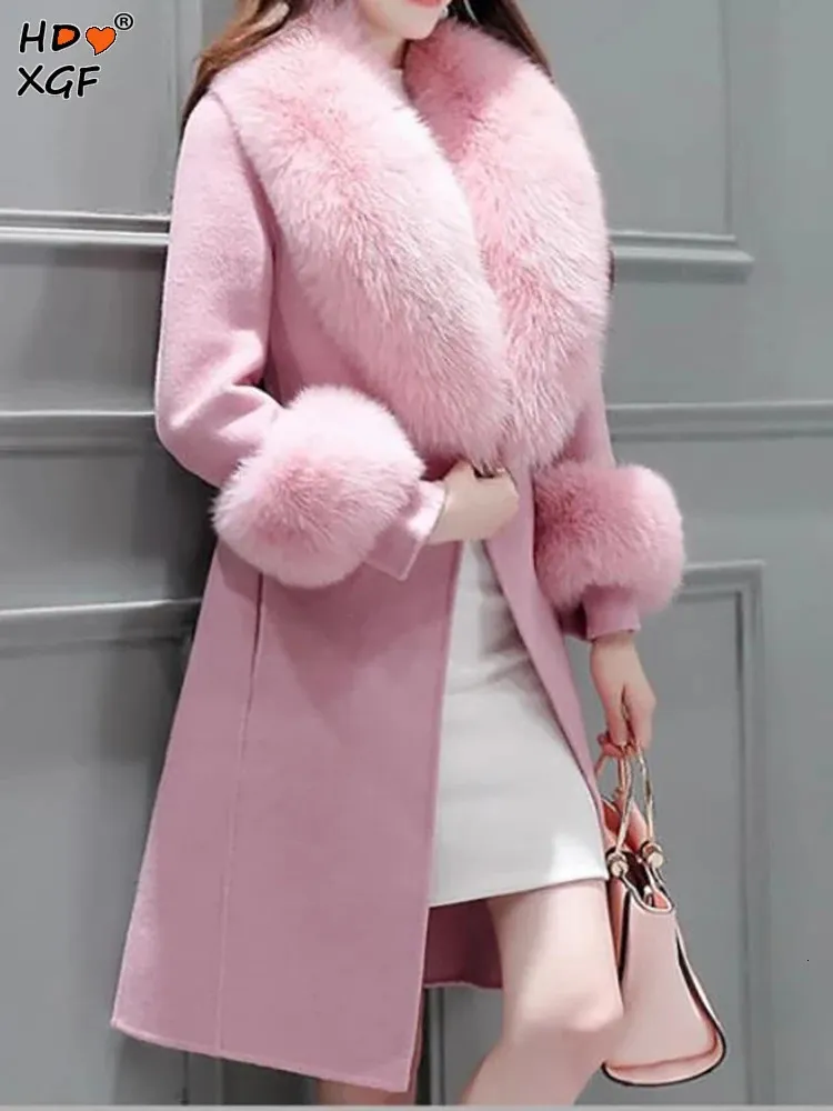 レディースウールブレンドエレガントな豪華なソリッドカラープラスサイズ3xL女性用ロングジャケット