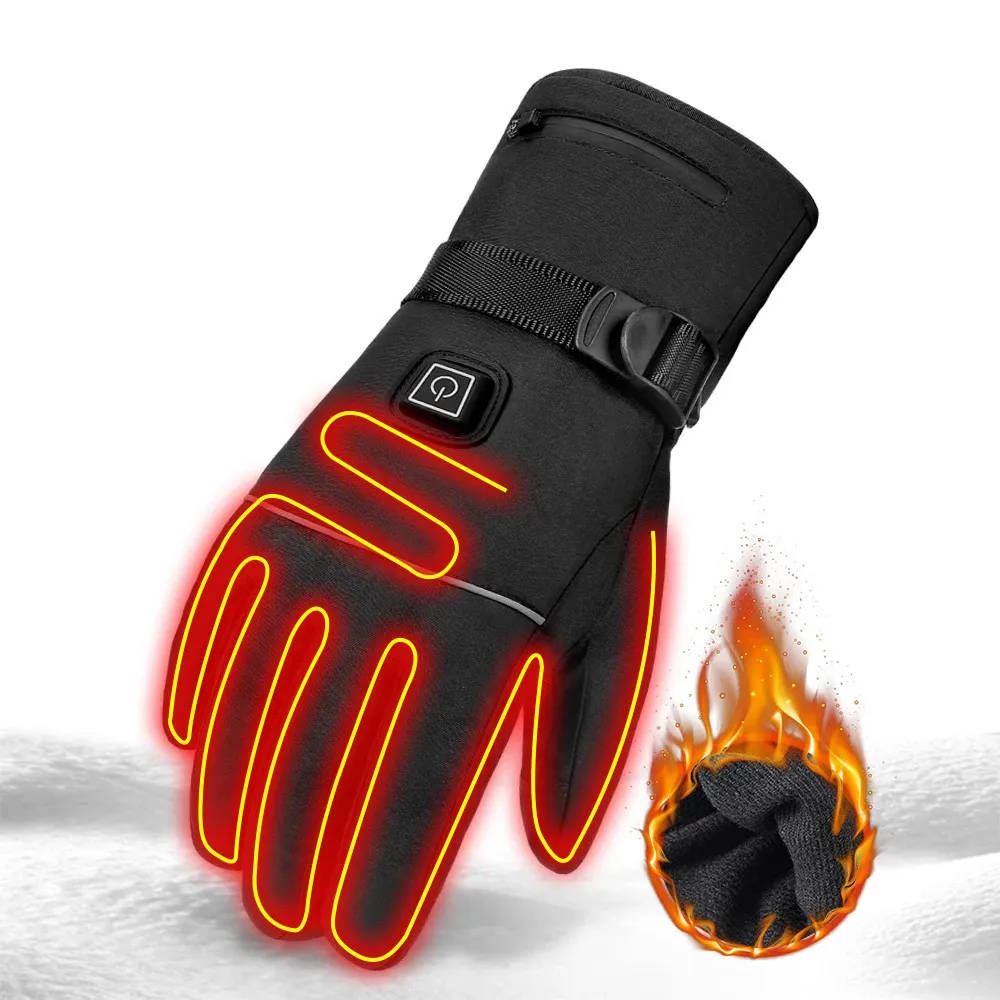 Skidhandskar Vintercyklinghandskar Vattentäta uppvärmda Guantes Ciclismo Pekskärm Batteridrivna cykelhandskar Racing Riding Ski Gloves 231114