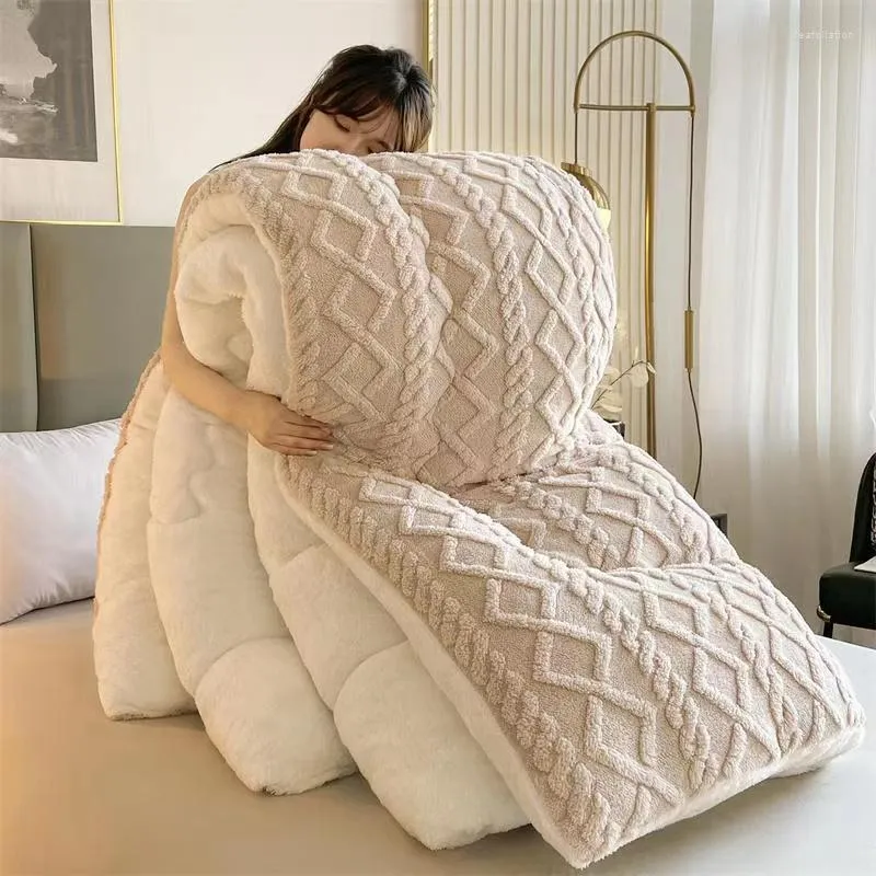 Super Thick Winter Warm Blanket Artificial Lamb Blankets Soft Quilt  Comforter