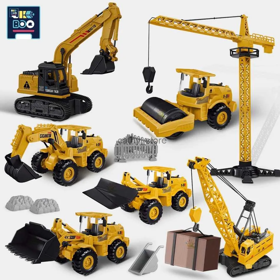 Diecast Model Cars UKBOO Engineering Car Plastic Diecast Vehicle Crane Excavator Bulldozer Forklift Truck City Construction Toys for Boys KidsL231114