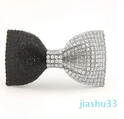 Bow Ties High-End Shiny Rhinestone Crystal Tie för män brittisk stil skjorta slips lyx smycken bröllopskläder tillbehör