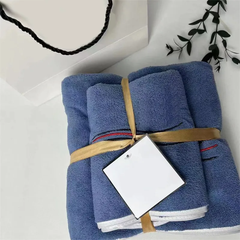 Simply bath towel 2pcs/set fashion designer beach towels blue coral velvet unisex facecloth letter pattern wash face towel sets for bathroom JF009 C23