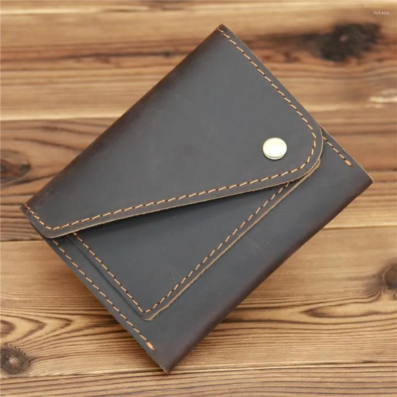 Card Holders Genuine Leather Men Wallets Small Money Crazy Horse Holder Purses Design Top Wallet With Coin Bag