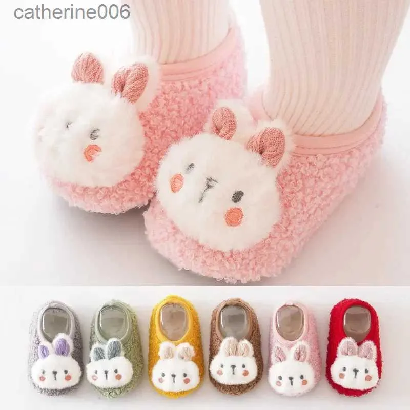 Slipper Autumn Winter Warm Baby Slippers Toddler Plush Floor Sock Shoes Boy Girl Children Barn Soft Anti-slip Walking Shoes Inomhus Kids Shoesl231114