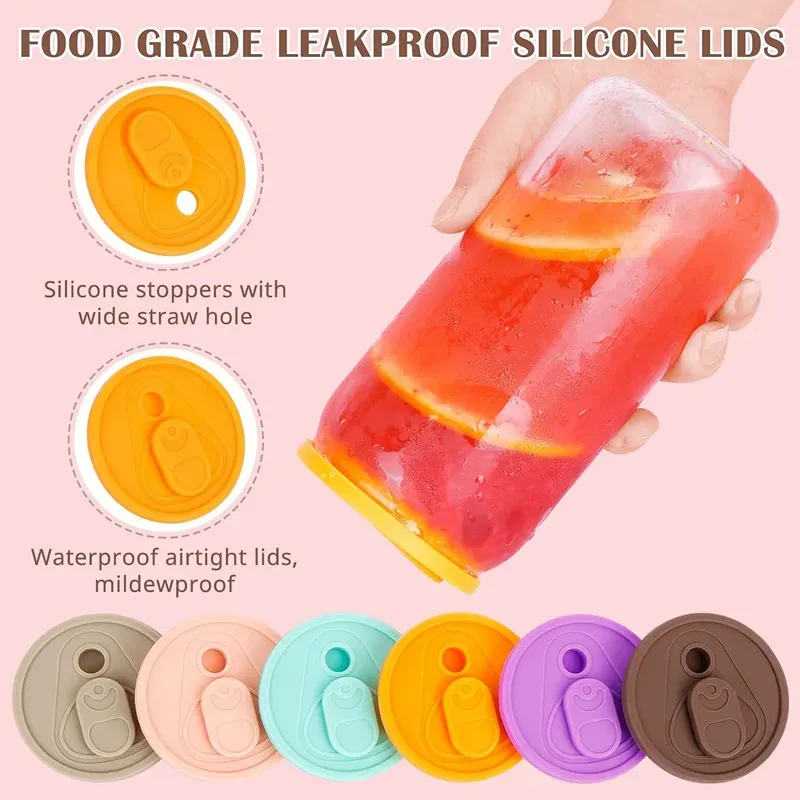 16oz Glass Cups Replacement Silicone Lids Splash Resistant Leakproof Lids Covers Spill Proof Lid For 60mm Wide Mouth Mugs 1107