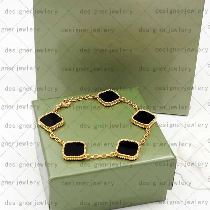 clover bracelet luxury designer jewelry charm chain women four leaf clover bangle necklace earring set green red black white blue pink colour bracelets designer