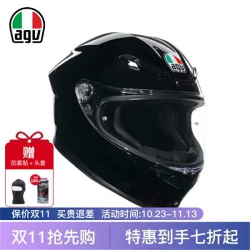 Helmets Moto AGV Full Face Helmets K6S Carbon Aramid Fiber Large Tail