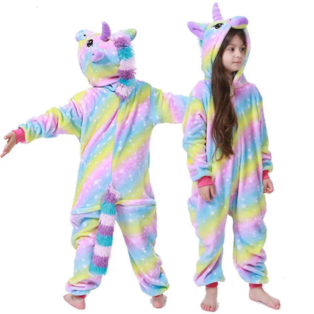 Pajamas kids winter stich pajamas children panda dinosaur sleepwear unicorn kigurumi onesies for boys girls blanket sleeper baby costume 231113