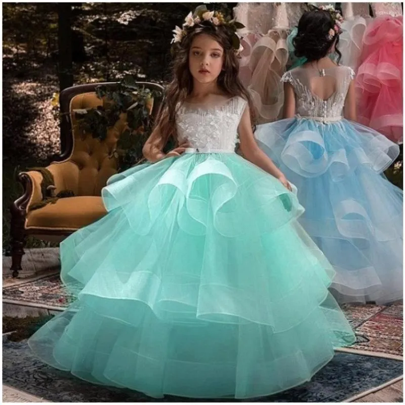Girl Dresses Flower Girls Dress Stitch Beads Applique Lace Hosted