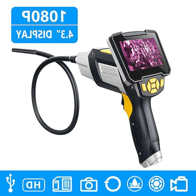 Freeshipping Handheld Industrial Endoscope 43 tum skärm 1080p 8mm Inspektionskamera för automatisk reparationsverktyg IP67 Vattentät Snake Tube Eamva