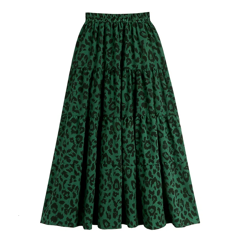 Röcke TIGENA Vintage Leopardenmuster Langer Rock für Frauen Frühling Sommer Allgleiches Chiffon A-Linie Hohe Taille Maxirock Weibliche Dame 230414