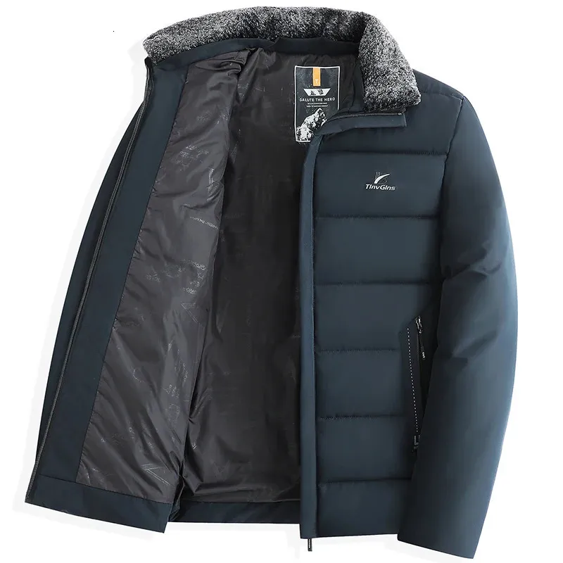 Men S Down Parkas Men Fur Collar 2023 Winter Coats Fleece Jacketsカジュアルファッションオスの太い暖かい短いワイナーサイズ5xl 231114