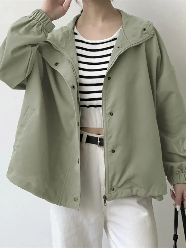 Giacche Da Donna Cappotto Con Cappuccio Giacca A Vento Allentata