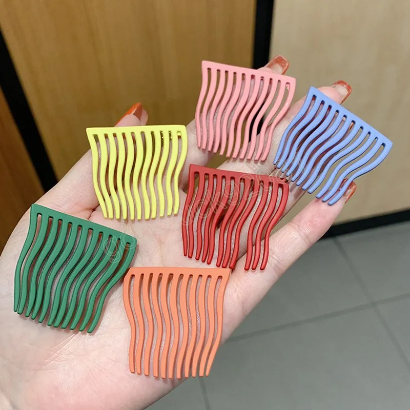 Новые Comb Hair Clips Женщины металлические шпильки девушки с твердым цветом боковые челки зажимы Barrettes ежедневные вечеринки аксессуары для волос головных уборов