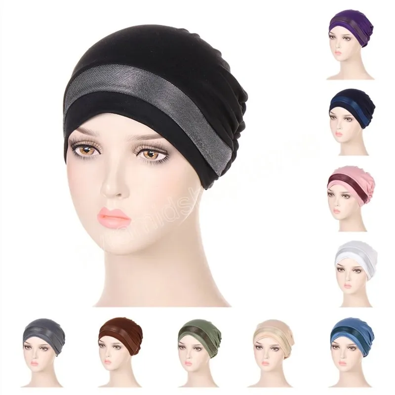 Scintillio Lucido Donne Musulmane Cofano Hijab Underscarf Tappo Interno Chemio Turbante Perdita di Capelli Cappello Islam Lady Copricapo Sciarpa Avvolgente Testa