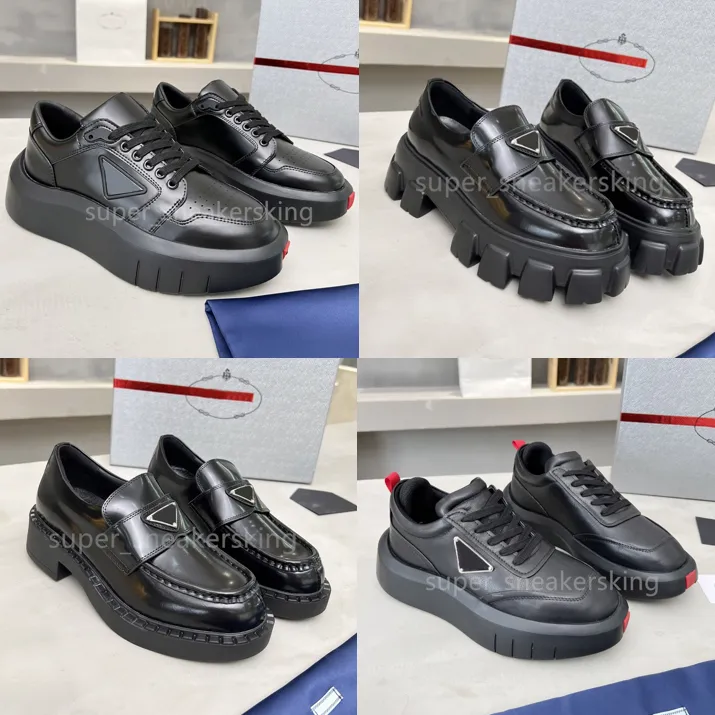 Designer klänning män loafers monolith sneakers kvinnor mjuk cowhide plattform sneaker triangel läder skor chunky tränare