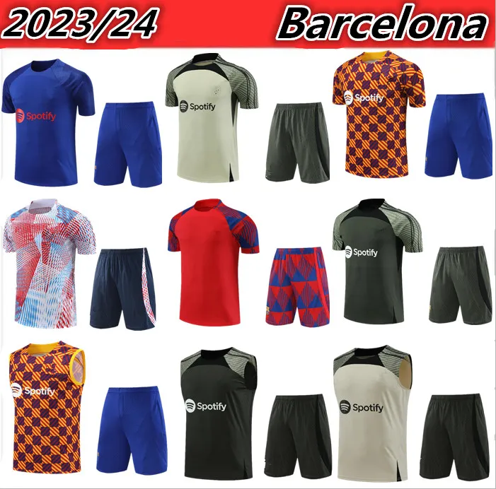 23/24 Barcelona TRACKSUIT soccer Jerseys barca SET adult TRAINING SUIT 23/24 Barcelona men Short sleeves suit tracksuits