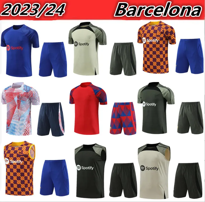 23/24 Barcelona TRACKSUIT voetbalshirts barca SET volwassen TRAININGSPAK 23/24 Barcelona mannen Korte mouwen pak trainingspakken