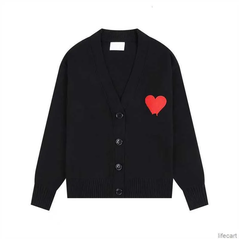 Cardigan suéter AM I Paris Moda Amiparis Marca Diseñador para hombre Sudor de punto Bordado Corazón rojo Gran amor AMIsweater Mujer Sudadera con capucha AMIs F7B5