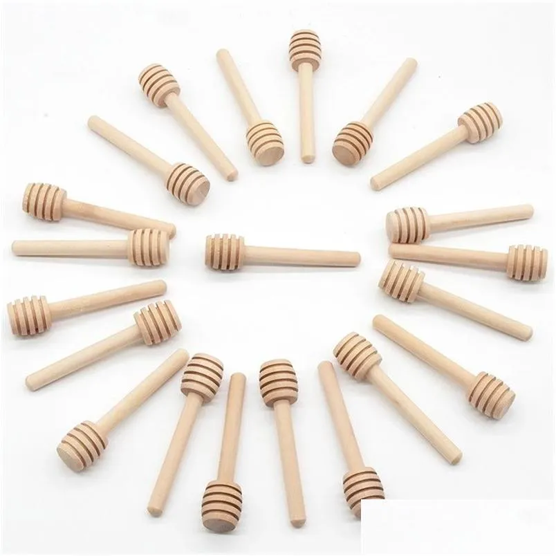 Other Dinnerware 8Cm Wooden Stirrer Mini Honey Dipper Wood Spoon Mixing Stick Coffee Milk Tea Kitchen Tool Drop Delivery Home Garden D Otl7A