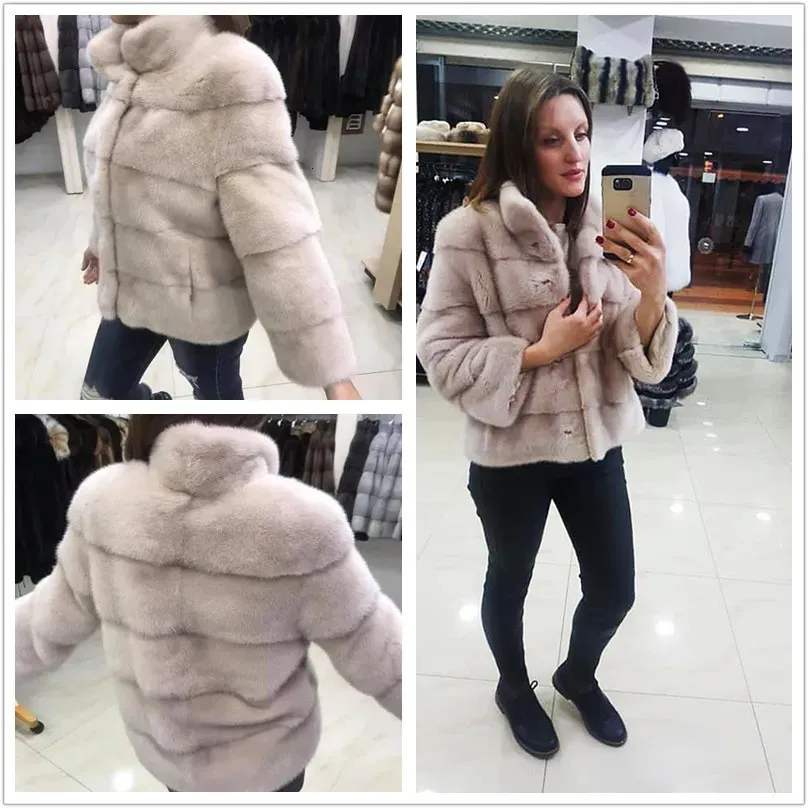 Women's Down Parkas real natural mink fur coat winter mink fur coat fur coat sleeves can be customized length 231113