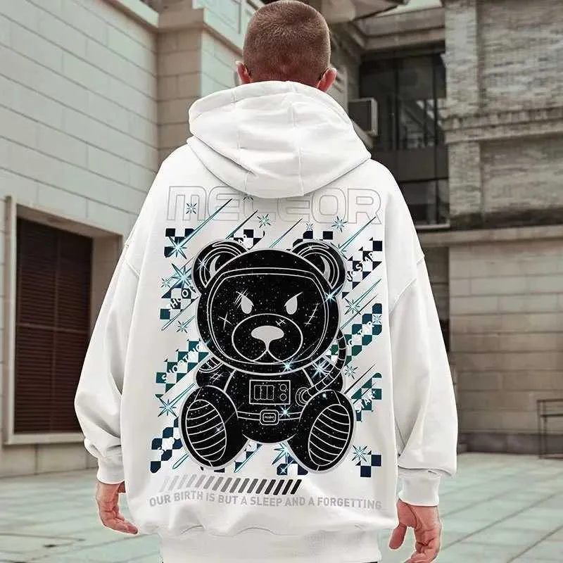 Erkek Hoodies Sweatshirts Meteor Bear Graphic Hoodies büyük boy erkekler sokak giysisi kapüşonlu tişörtü