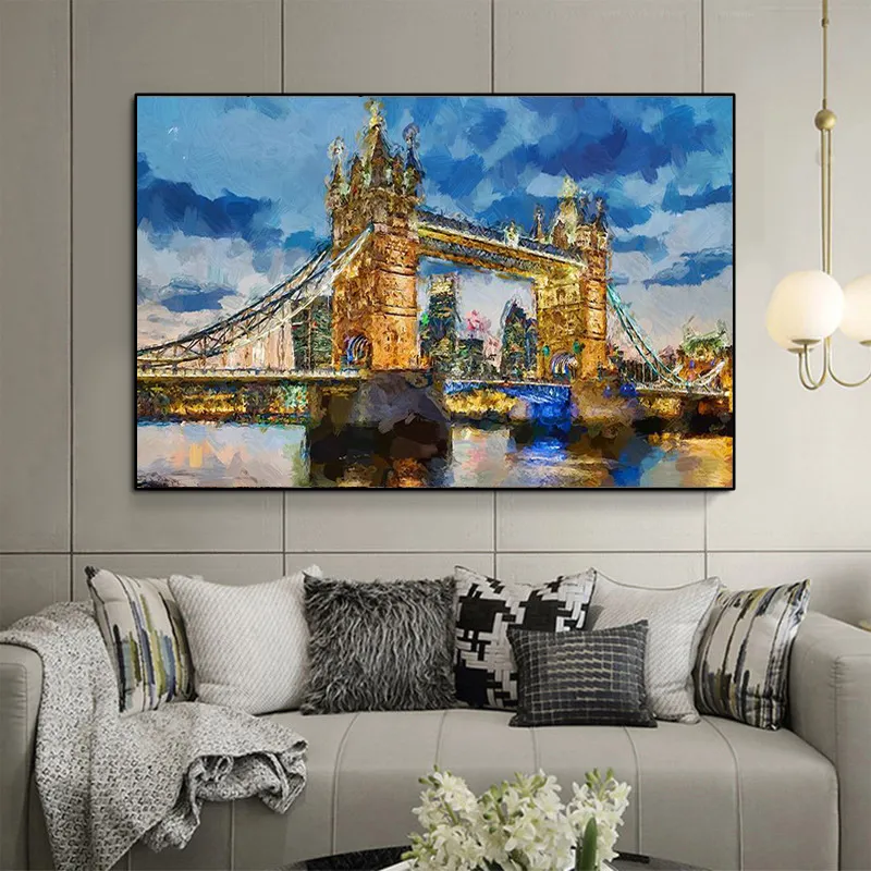 Painting London Tower Bridge Build Abstract Oil on Canvas Cuadros Posters and Prints Cuadros Wall Art Pictures For Living Room