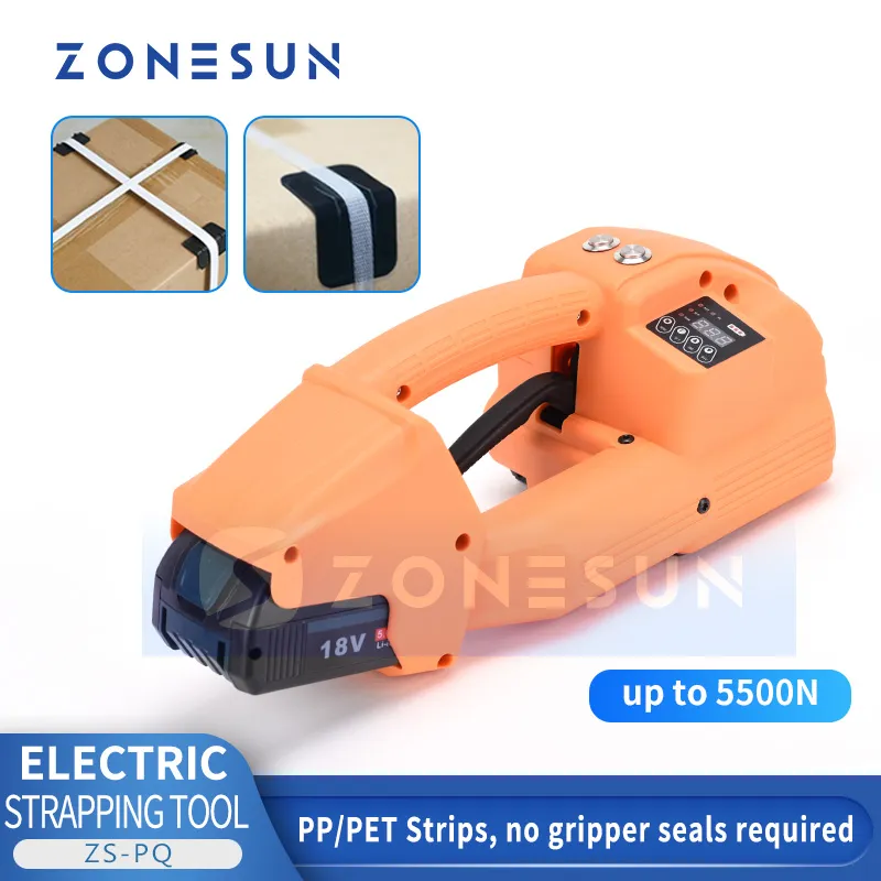 Zonesun Handheld Electric Strapping Machine PP/PET Strip Belt Portable Lithium laddningsbart batteridraftförpackningsmaskin ZS-PQ2