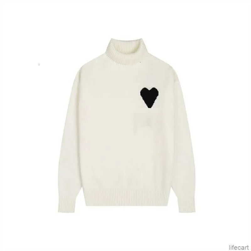 Amisweater Hiver Col Roulé Designer AM I Paris Jumper Col Haut Sweat Chaud Jacquard A-word Love Heart Coeur Sweat à capuche Hommes Femmes Tricoter Nouvelle Couleur AMIs CEWH