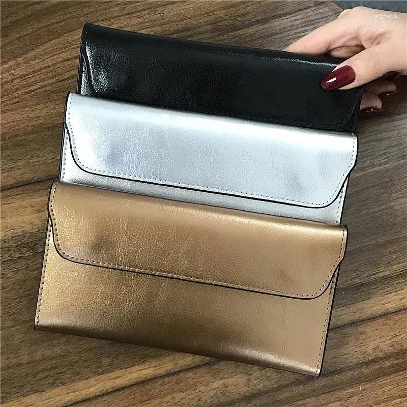 Portefeuilles en cuir véritable femmes mince portefeuille femme téléphone poche de luxe minimaliste longue moraillon sac à main porte-carte en peau de vache pochette