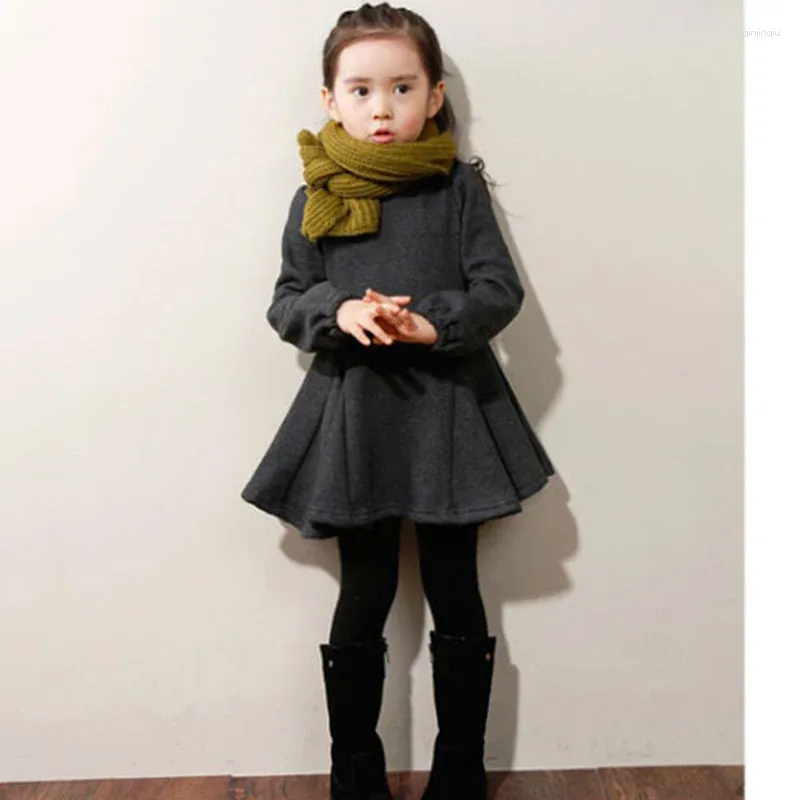 Robes d'hiver pour filles, vêtements de Style coréen, en coton, épais et chaud, en velours, à manches longues, pour enfants de 3 à 11 ans, DQ653