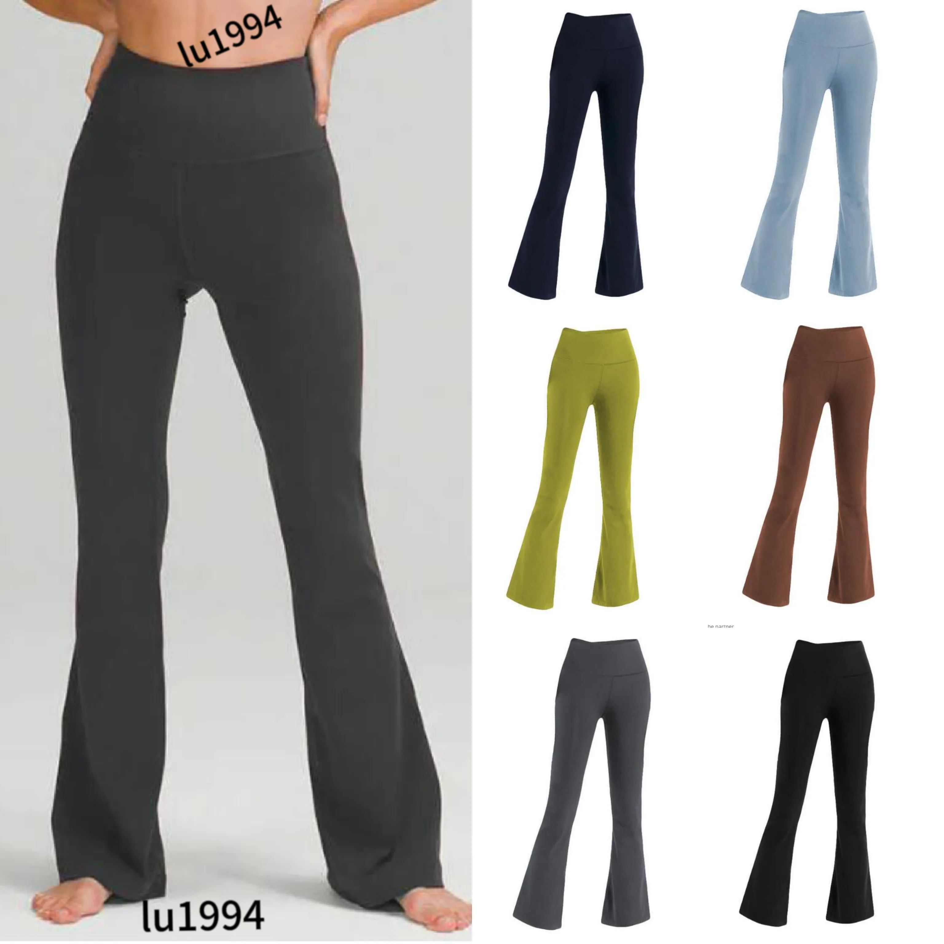 Yoga LL-06 Kvinnors yoga blossade byxor Hög midja breda ben sportbyxor med solida färg smala höfter lösa dans tights damer gym plus storlek leggings som kör svettbyxor lu