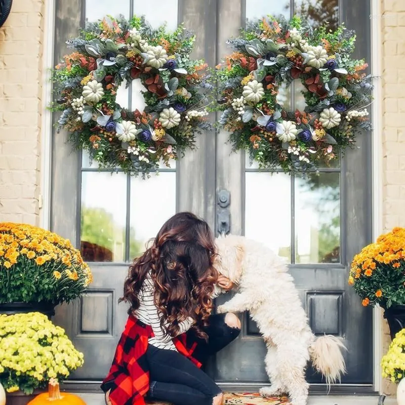 Ghirlande di fiori decorativi per porta d'ingresso 35cm 45cm Autunno con decorazioni per festival del raccolto di bacche di eucalipto