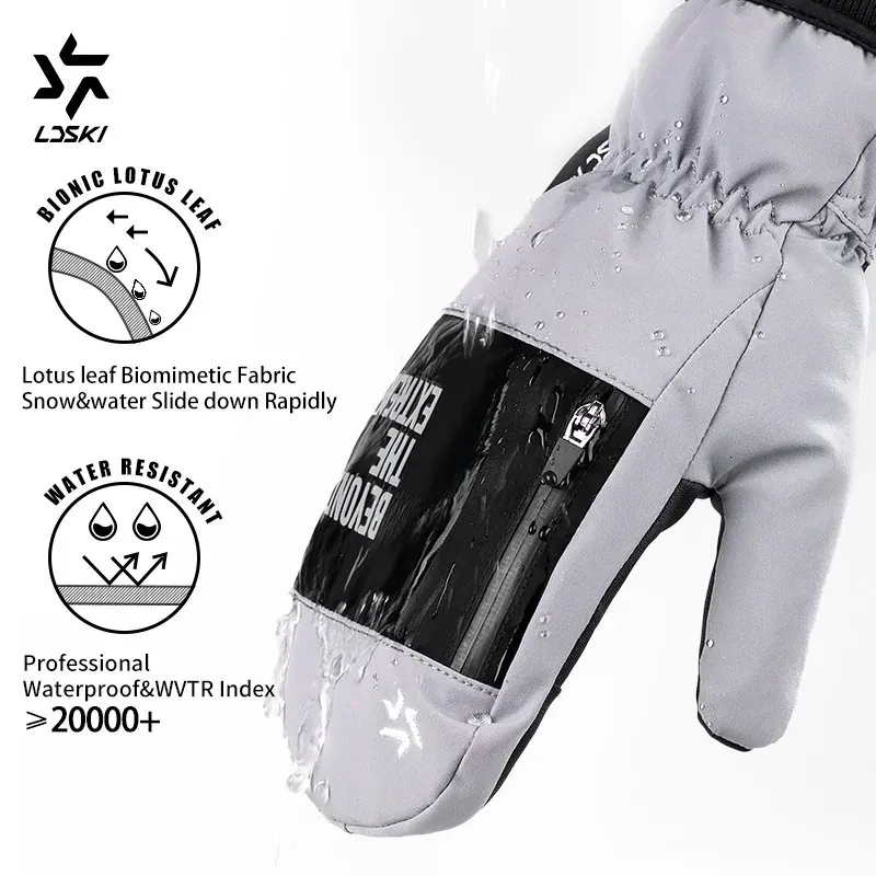 Ski Gloves LDSKI Ski Gloves Arrival Waterproof Thermal Insulation Breathable Touch Screen Non-Slip Snowboarding Winter Warm Mittens 231114