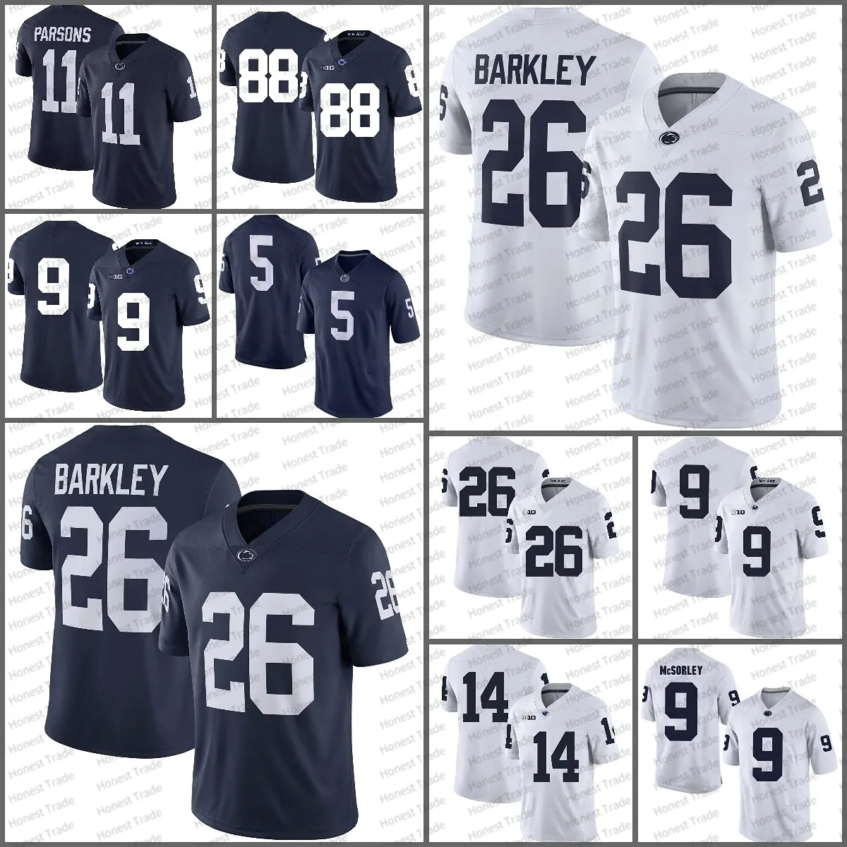 Save Big on Bulk Penn State Jerseys Penn State Nittany Football Jersey 10  Nicholas Singleton Allen 13 Allen 26 Barkley 14 Clifford McSorley  Dotson