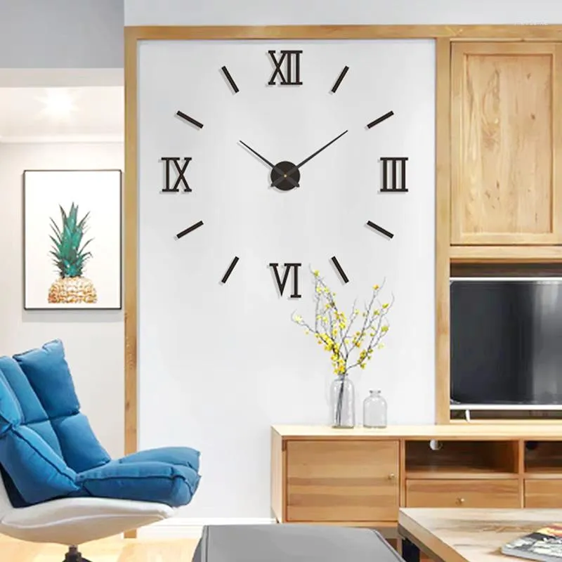 Acheter 40cm horloges murales lumineuses bricolage horloge numérique horloge  lumineuse acrylique bricolage horloge murale salon chambre autocollant  mural horloge