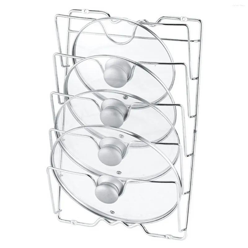 Küche Lagerung Behogar 5-Schicht Topf Deckel Halter Organizer Metall Wand Tür Montieren Rack Regal Für Home Bar Liefert pan Werkzeuge