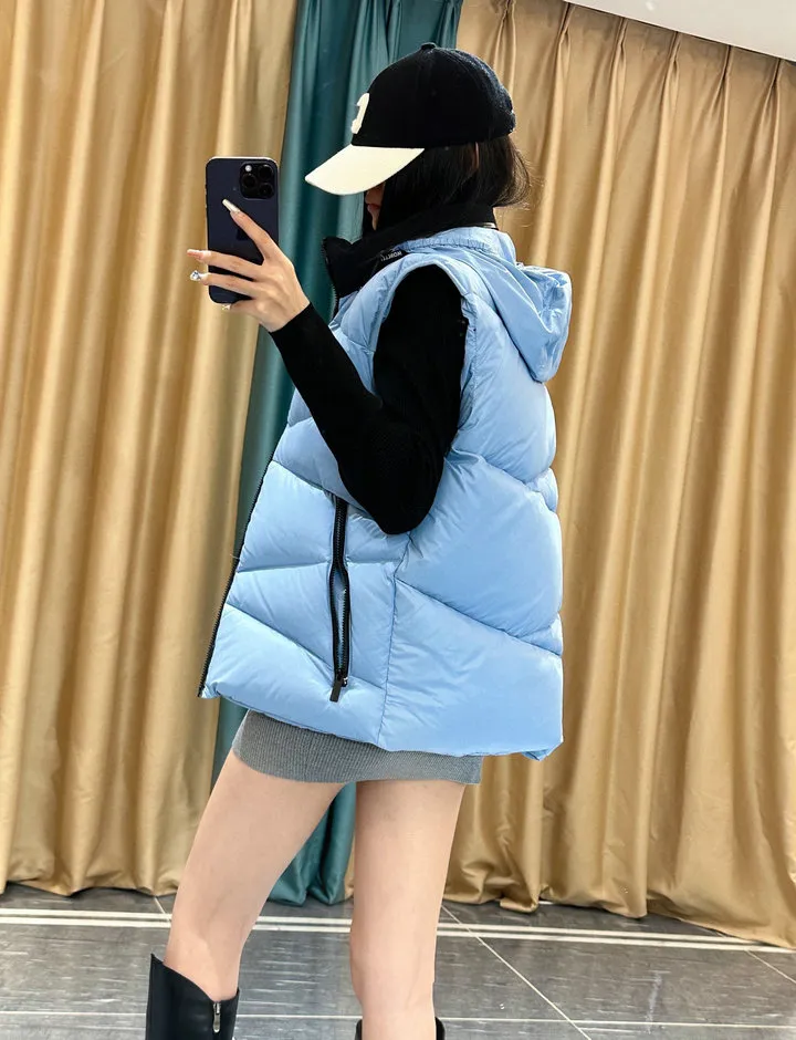 Women's Tank Top Jacket Fluffy Designer Sleeveless Shirt Coat Hooded Jacket Tank Top Coat S-5XL