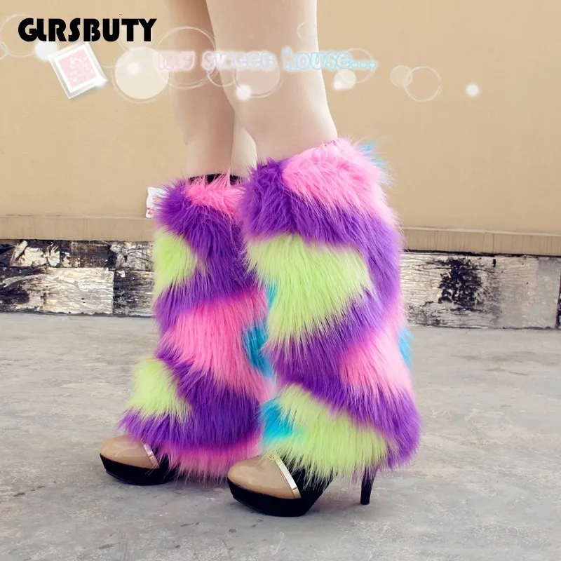 Gaiter Fur Leg Warmer Furry Tharers Glrsbuty Girls Boot Cuff Plush for Party Music Festival Night Club 231113