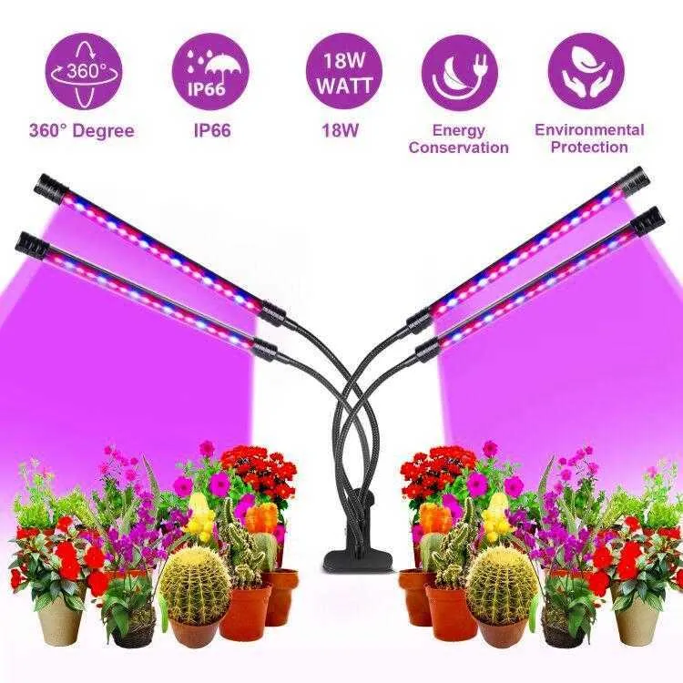 Grow Light Led Grow Light 4 Head Phyto Lamp Full Spectrum USB Phytolamp Plant Lights Grow Box 램프 온실 Hydroponic Grow Tent P230413