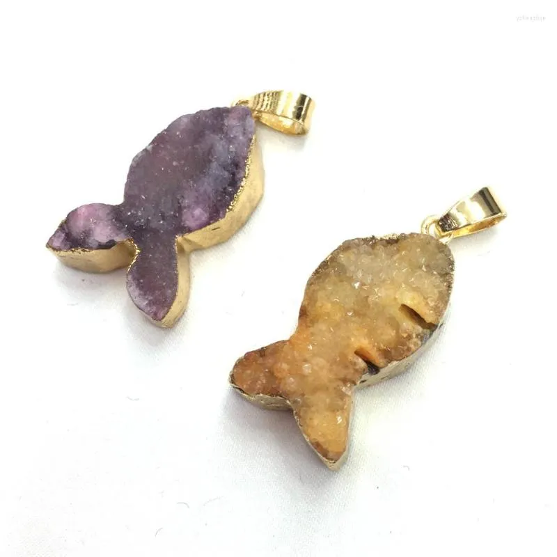 ペンダントネックレス天然石の宝石かわいい動物魚形の手作りのクラフトDIYネックレスセーターチェーンジュエリーアクセサリーギフトメイキング