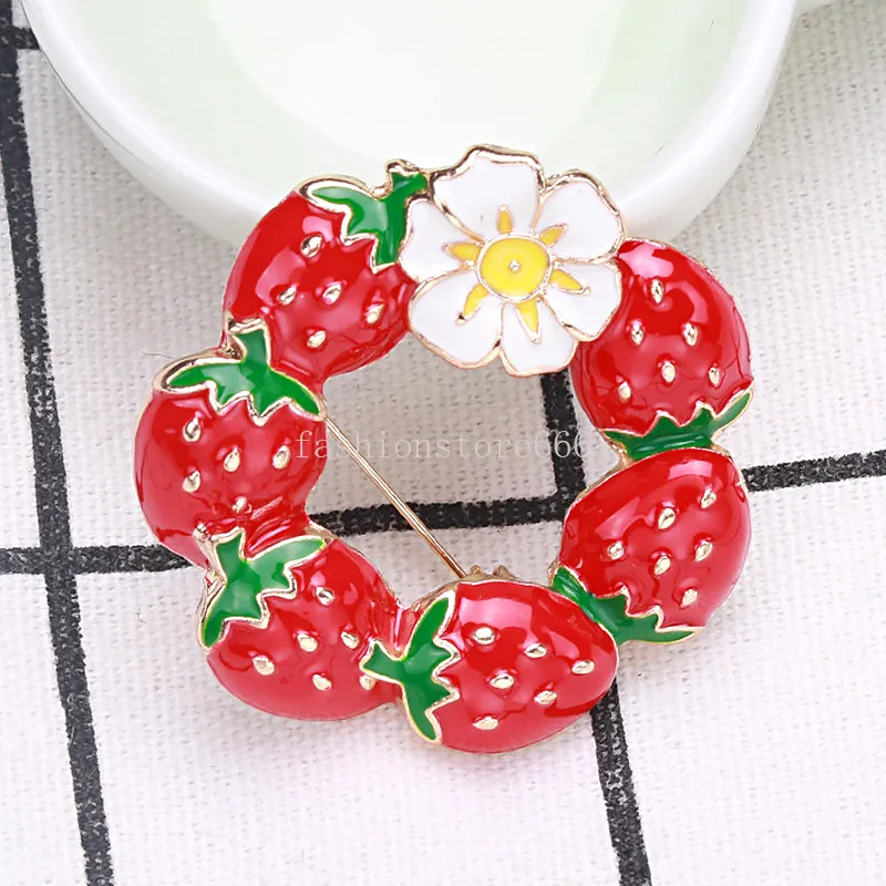 Neue Erdbeere Obst Broschen Für Frauen Mädchen Pins Mode Pflanzen Zubehör Schmuck Party Bankett