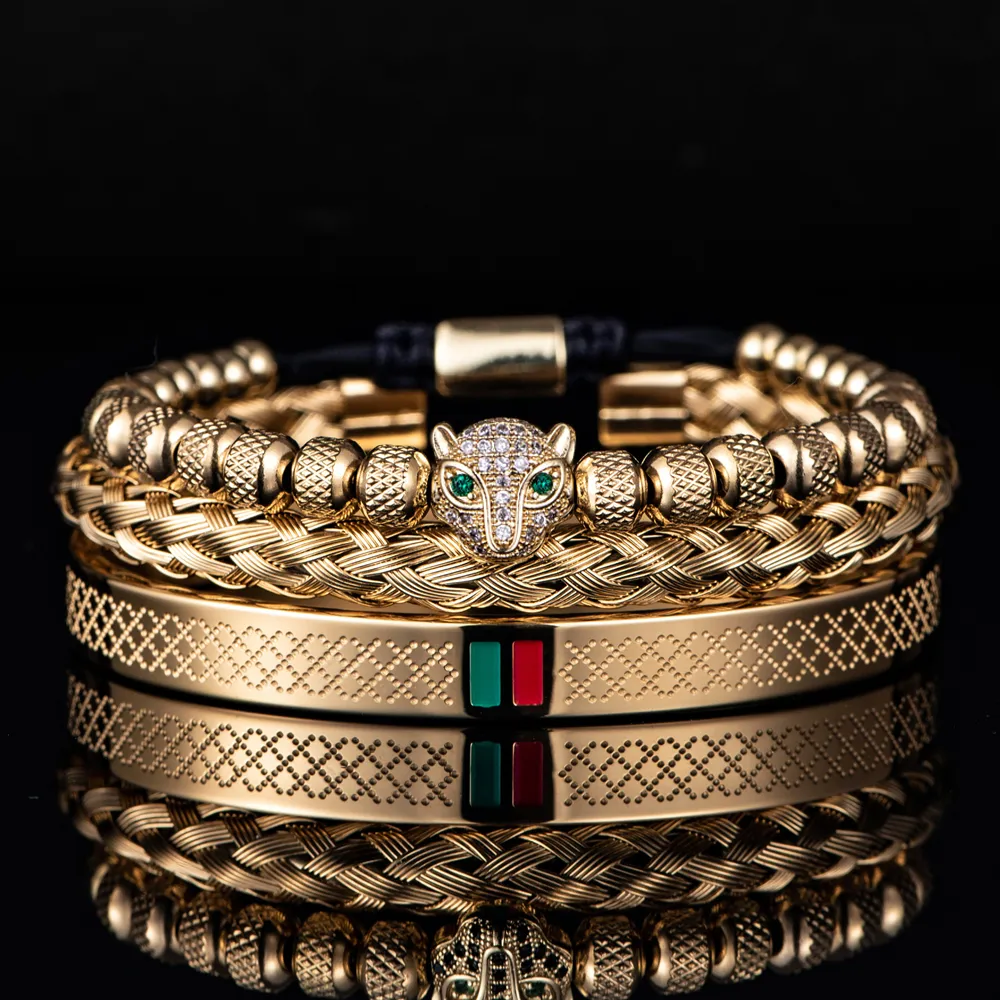 Luxury Braided Bracelet for Men: Pave CZ Leopard Head