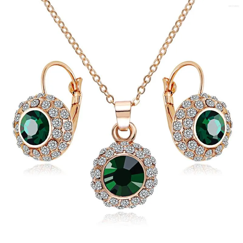 Ketting oorbellen Set 18k gouden kleur strass Rhinestone vintage Moon River Crystal and Earring Fashion Jewelry for Women MLK4335-1