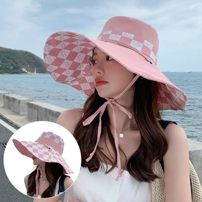 Women's Wide Brim All-Match Sun Hat with Neck Flap,Foldable Summer  Sunscreen Outdoor Cap for Women,Casual Beach Bucket Hat. (Style A, Pink)