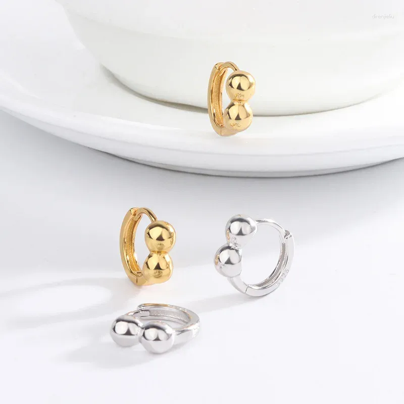 Orecchini a bottone in argento sterling 925 piccolo chicco d'oro progettato dalla minoranza femminile Versatile anello con fibbia rotonda e anello ornamentale