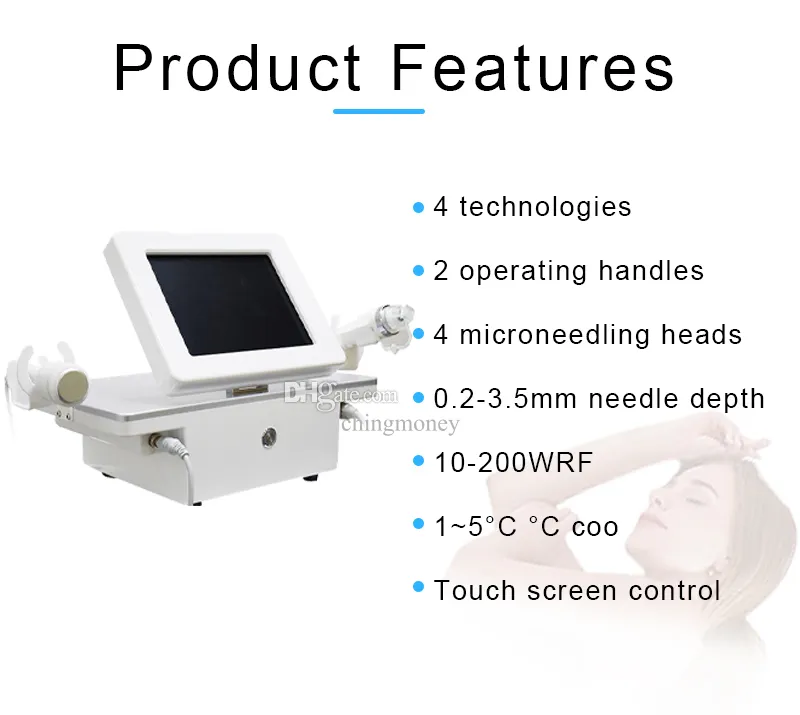 2 في 1 الكسور RF Microneedle Machine Face Care Gold Micro Skin Skwlar Scar Stretch Mark Removal Treatment Profession