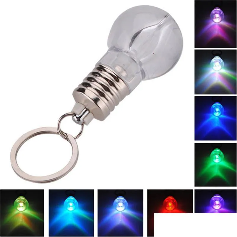 Schlüsselanhänger Lanyards Creatived Colorf Wechselnde LED-Taschenlampe Licht Mini Bb Lampe Schlüsselanhänger Klare Taschenlampe Schlüsselanhänger Neuheit Chris Dhgarden Dh78V