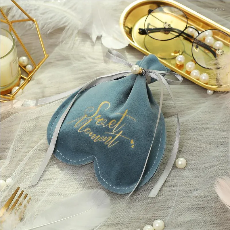 Gift Wrap 20pcs Love Heart Velvet Candy Bag Drawstring Bags Wedding Decoration Birthday Jewelry Organizer Cookies Pouch